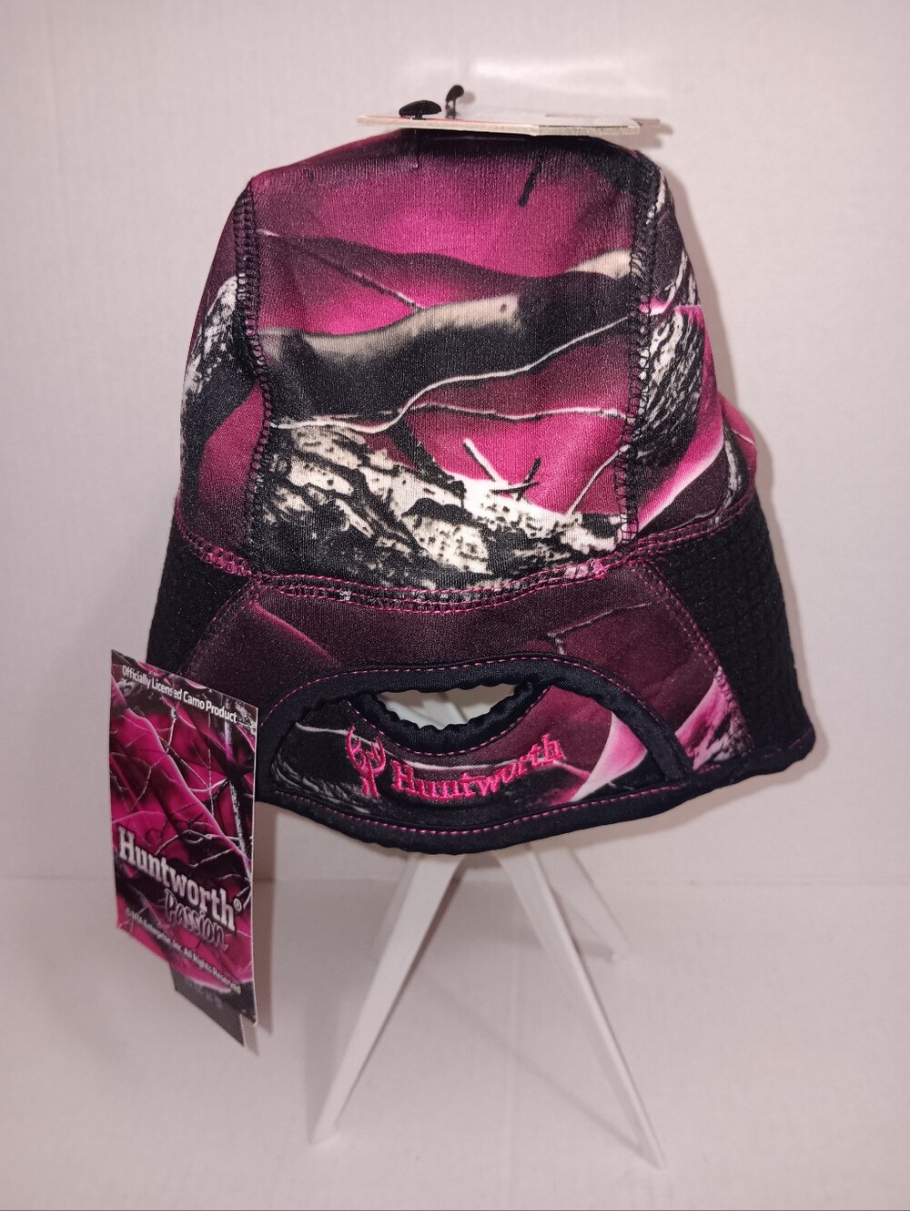 HUNTWORTH PASSION LADIES PINK CAMO BLACK BRIM BUCKETHAT - Picture 6 of 8